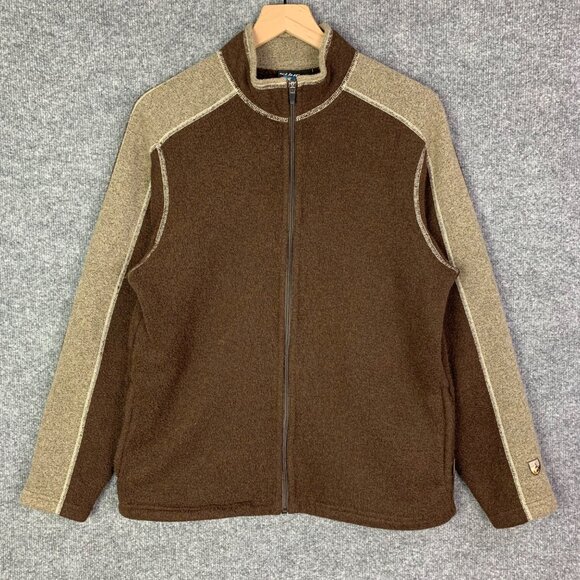 Kuhl Alpaca Fleece Sweater Mens Sz Small Brown Full Zip Outdoors Pockets Casual - Picture 1 of 11